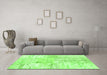 Machine Washable Patchwork Green Transitional Area Rugs in a Living Room,, wshtr121grn