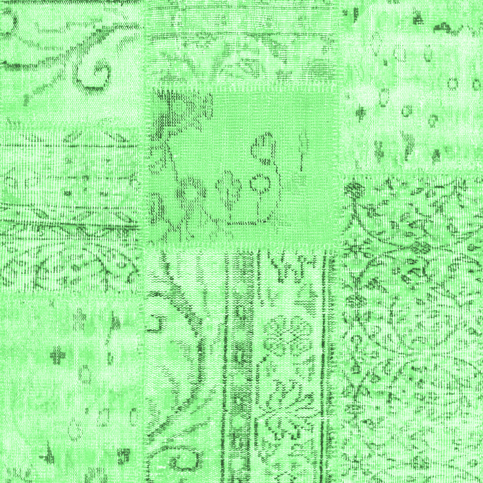 Machine Washable Patchwork Emerald Green Transitional Area Rugs, wshtr121emgrn