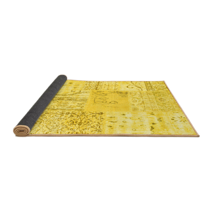 Sideview of Patchwork Yellow Transitional Rug, tr121yw