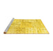 Sideview of Machine Washable Patchwork Yellow Transitional Rug, wshtr121yw