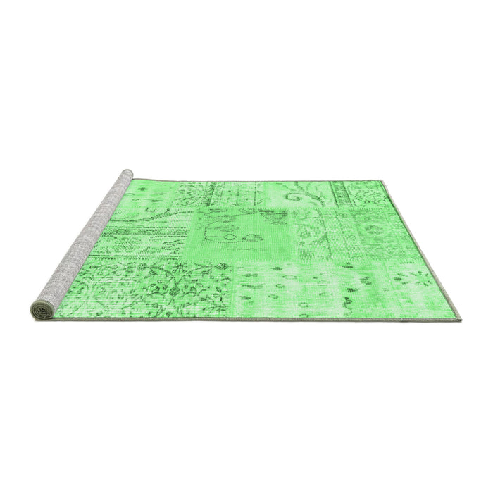 Sideview of Machine Washable Patchwork Emerald Green Transitional Area Rugs, wshtr121emgrn