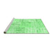 Sideview of Machine Washable Patchwork Emerald Green Transitional Area Rugs, wshtr121emgrn