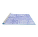 Sideview of Machine Washable Patchwork Blue Transitional Rug, wshtr121blu