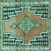 Square Machine Washable Persian Turquoise Traditional Area Rugs, wshtr1220turq