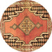 Round Persian Brown Traditional Rug, tr1220brn