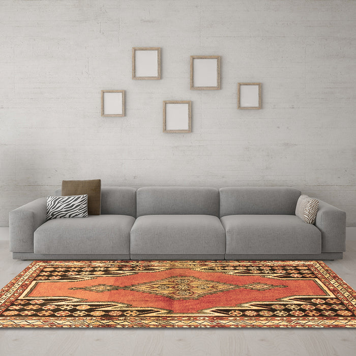Machine Washable Persian Brown Traditional Rug in a Living Room,, wshtr1220brn