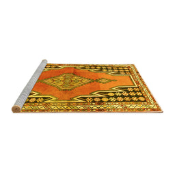 Sideview of Machine Washable Persian Yellow Traditional Rug, wshtr1220yw