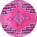 Round Machine Washable Persian Pink Traditional Rug, wshtr1220pnk