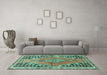 Machine Washable Persian Turquoise Traditional Area Rugs in a Living Room,, wshtr1220turq