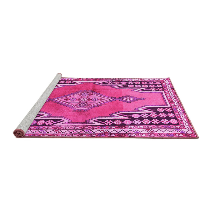 Sideview of Machine Washable Persian Pink Traditional Rug, wshtr1220pnk