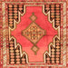 Round Machine Washable Persian Orange Traditional Area Rugs, wshtr1220org