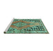 Sideview of Machine Washable Persian Turquoise Traditional Area Rugs, wshtr1220turq