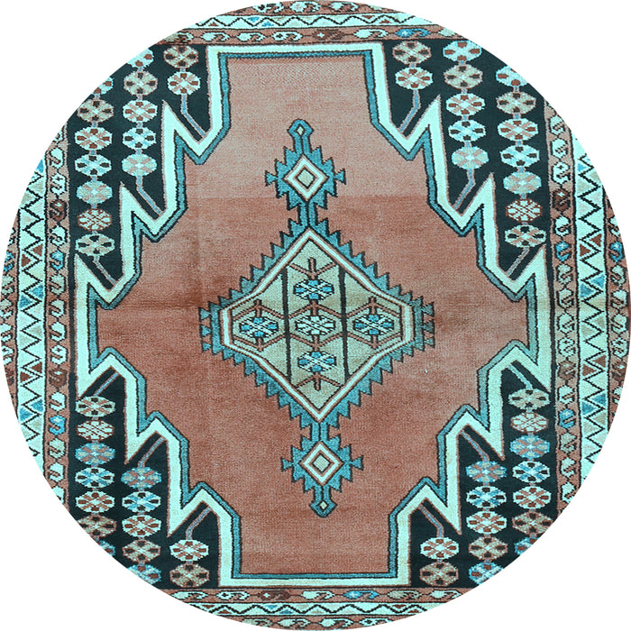 Round Machine Washable Persian Light Blue Traditional Rug, wshtr1220lblu