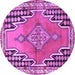 Round Machine Washable Persian Purple Traditional Area Rugs, wshtr1220pur