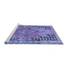 Sideview of Machine Washable Persian Blue Traditional Rug, wshtr1220blu