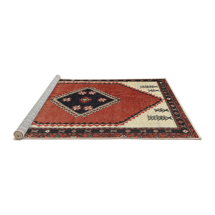 Sideview of Machine Washable Traditional Tomato Red Rug, wshtr1221