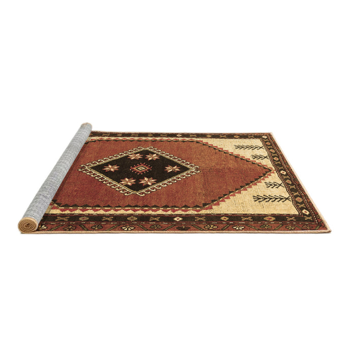 Sideview of Machine Washable Persian Brown Traditional Rug, wshtr1221brn