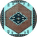 Round Persian Light Blue Traditional Rug, tr1221lblu