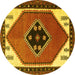 Round Persian Yellow Traditional Rug, tr1221yw