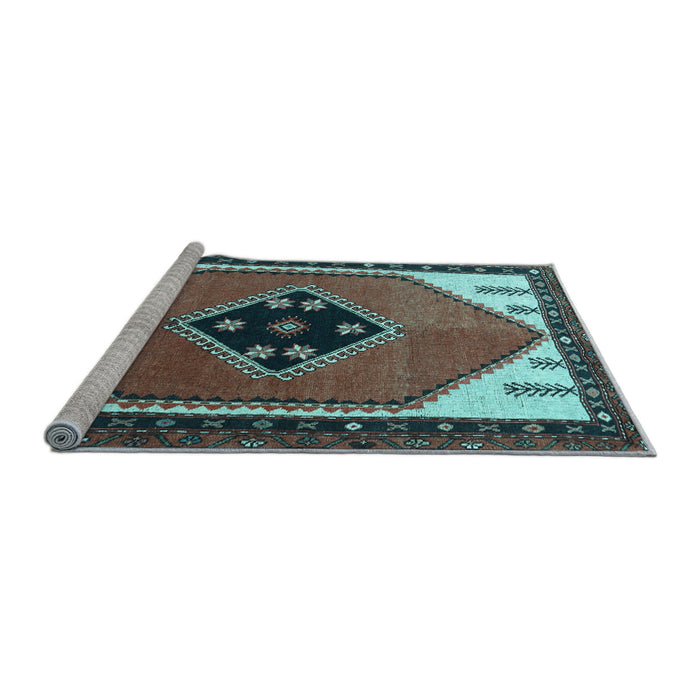 Sideview of Machine Washable Persian Light Blue Traditional Rug, wshtr1221lblu
