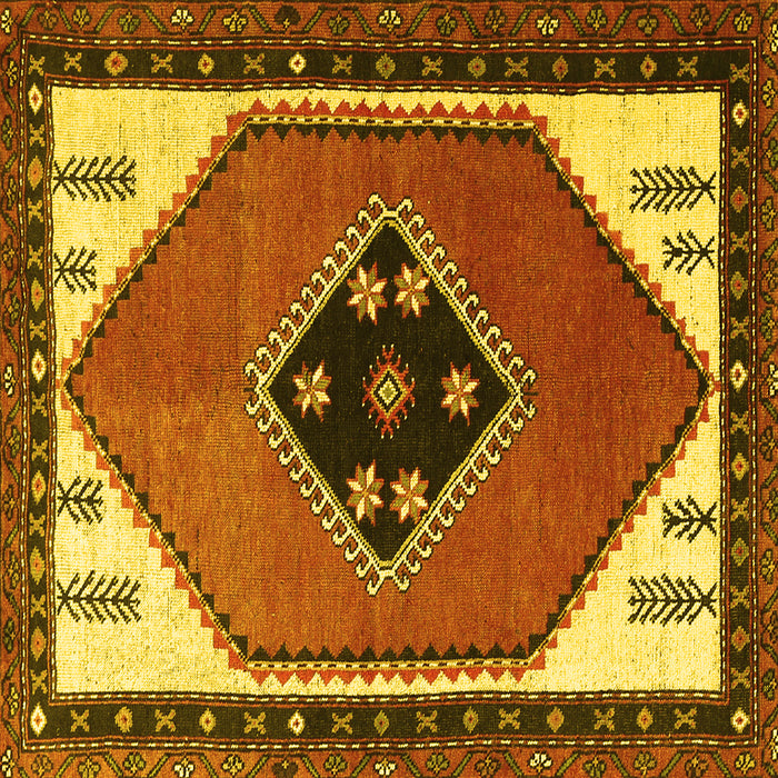 Square Machine Washable Persian Yellow Traditional Rug, wshtr1221yw