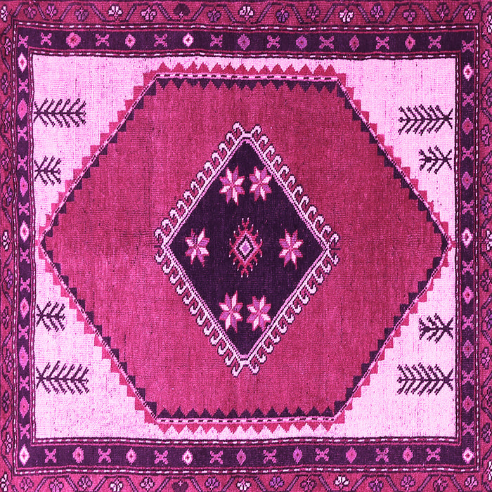 Square Machine Washable Persian Pink Traditional Rug, wshtr1221pnk