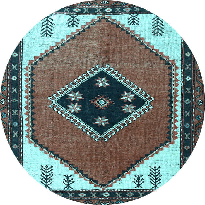 Round Machine Washable Persian Light Blue Traditional Rug, wshtr1221lblu