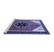 Sideview of Machine Washable Persian Blue Traditional Rug, wshtr1221blu