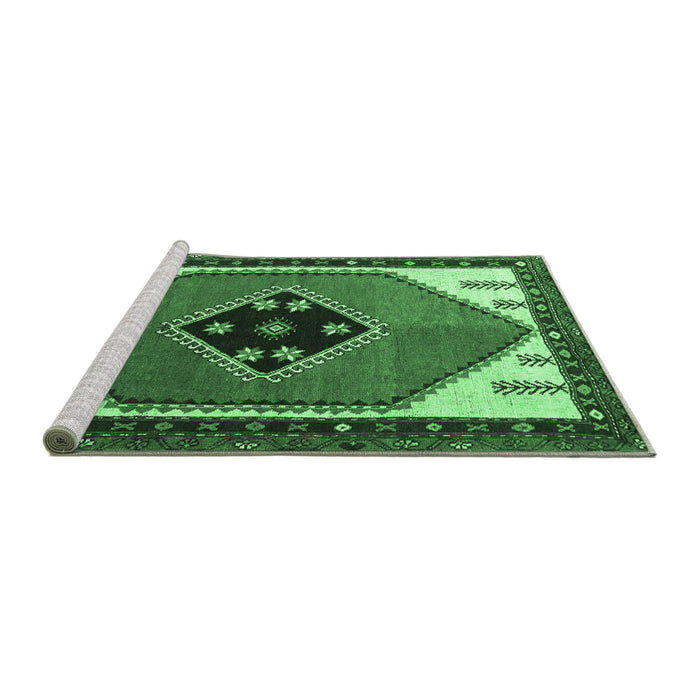 Sideview of Machine Washable Persian Emerald Green Traditional Area Rugs, wshtr1221emgrn