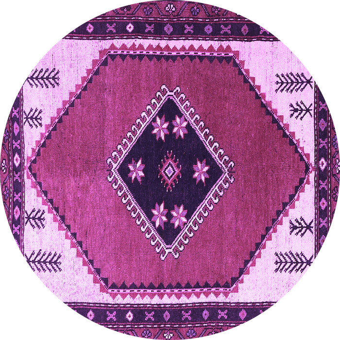 Round Machine Washable Persian Purple Traditional Area Rugs, wshtr1221pur