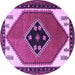 Round Machine Washable Persian Purple Traditional Area Rugs, wshtr1221pur