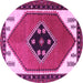 Round Persian Pink Traditional Rug, tr1221pnk