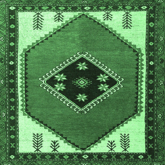 Square Persian Emerald Green Traditional Rug, tr1221emgrn