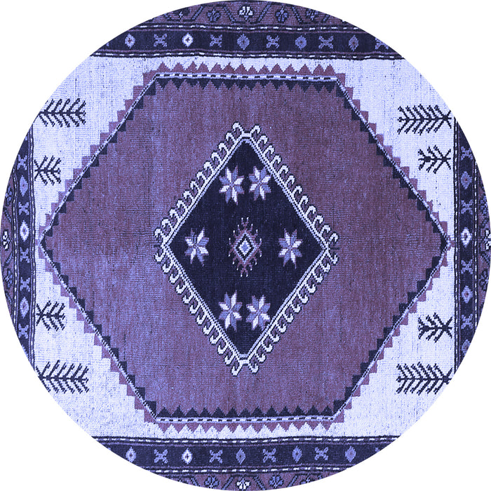 Round Persian Blue Traditional Rug, tr1221blu