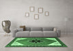 Machine Washable Persian Emerald Green Traditional Area Rugs in a Living Room,, wshtr1221emgrn