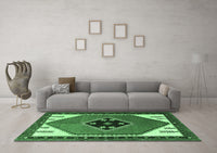 Machine Washable Persian Emerald Green Traditional Rug, wshtr1221emgrn