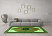 Machine Washable Persian Green Traditional Area Rugs in a Living Room,, wshtr1221grn