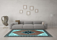 Machine Washable Persian Light Blue Traditional Rug, wshtr1221lblu