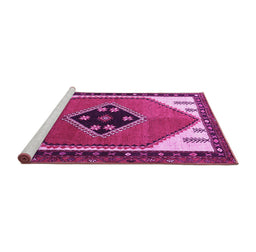 Sideview of Machine Washable Persian Pink Traditional Rug, wshtr1221pnk