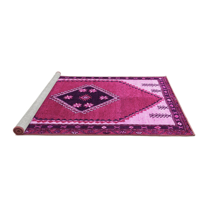 Sideview of Machine Washable Persian Pink Traditional Rug, wshtr1221pnk