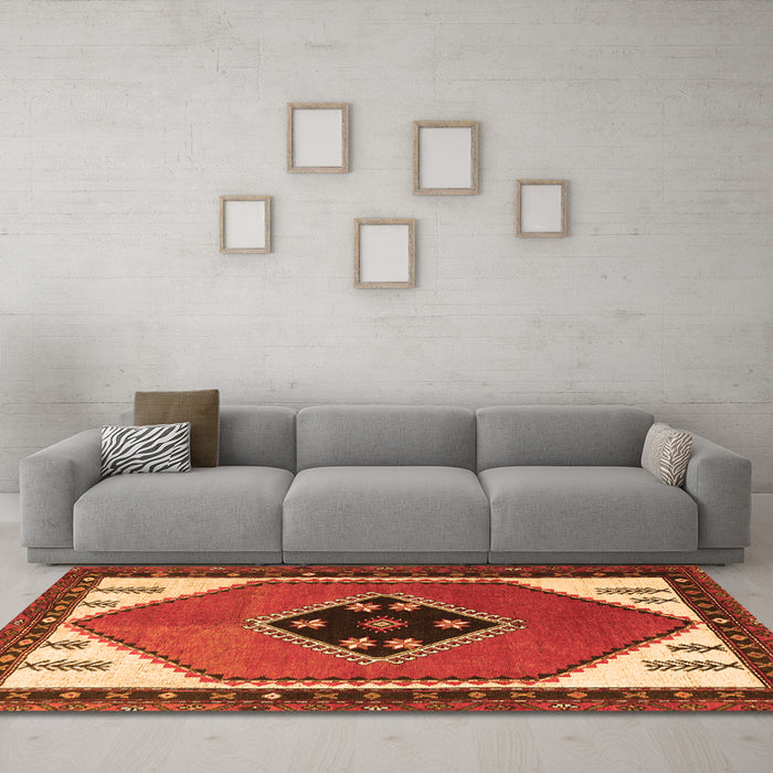 Machine Washable Persian Orange Traditional Area Rugs in a Living Room, wshtr1221org