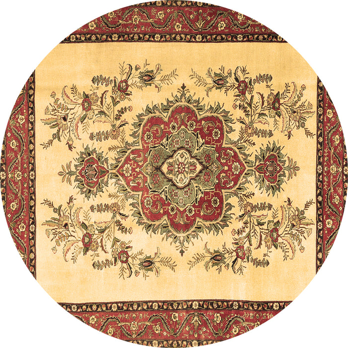 Round Machine Washable Persian Brown Traditional Rug, wshtr1222brn