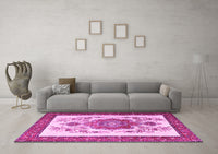 Machine Washable Persian Pink Traditional Rug, wshtr1222pnk