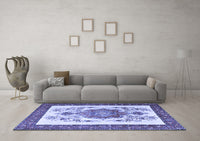 Machine Washable Persian Blue Traditional Rug, wshtr1222blu