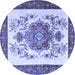 Round Persian Blue Traditional Rug, tr1222blu