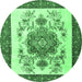 Round Persian Emerald Green Traditional Rug, tr1222emgrn