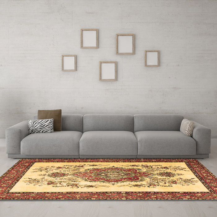 Machine Washable Persian Brown Traditional Rug in a Living Room,, wshtr1222brn