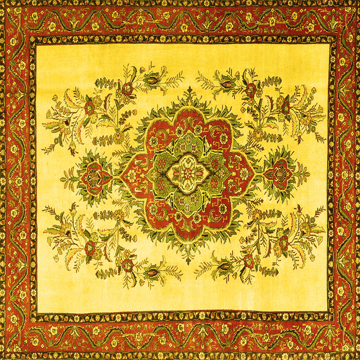 Square Machine Washable Persian Yellow Traditional Rug, wshtr1222yw