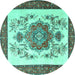 Round Persian Turquoise Traditional Rug, tr1222turq
