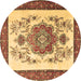 Round Persian Brown Traditional Rug, tr1222brn